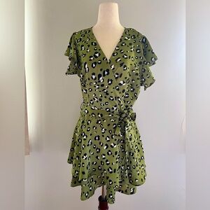 Green Printed Romper in Size 8